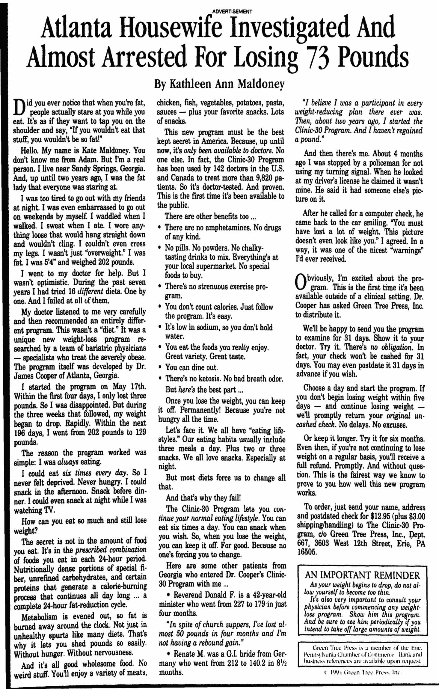 Atlanta Housewife Ad By Green Tree Press