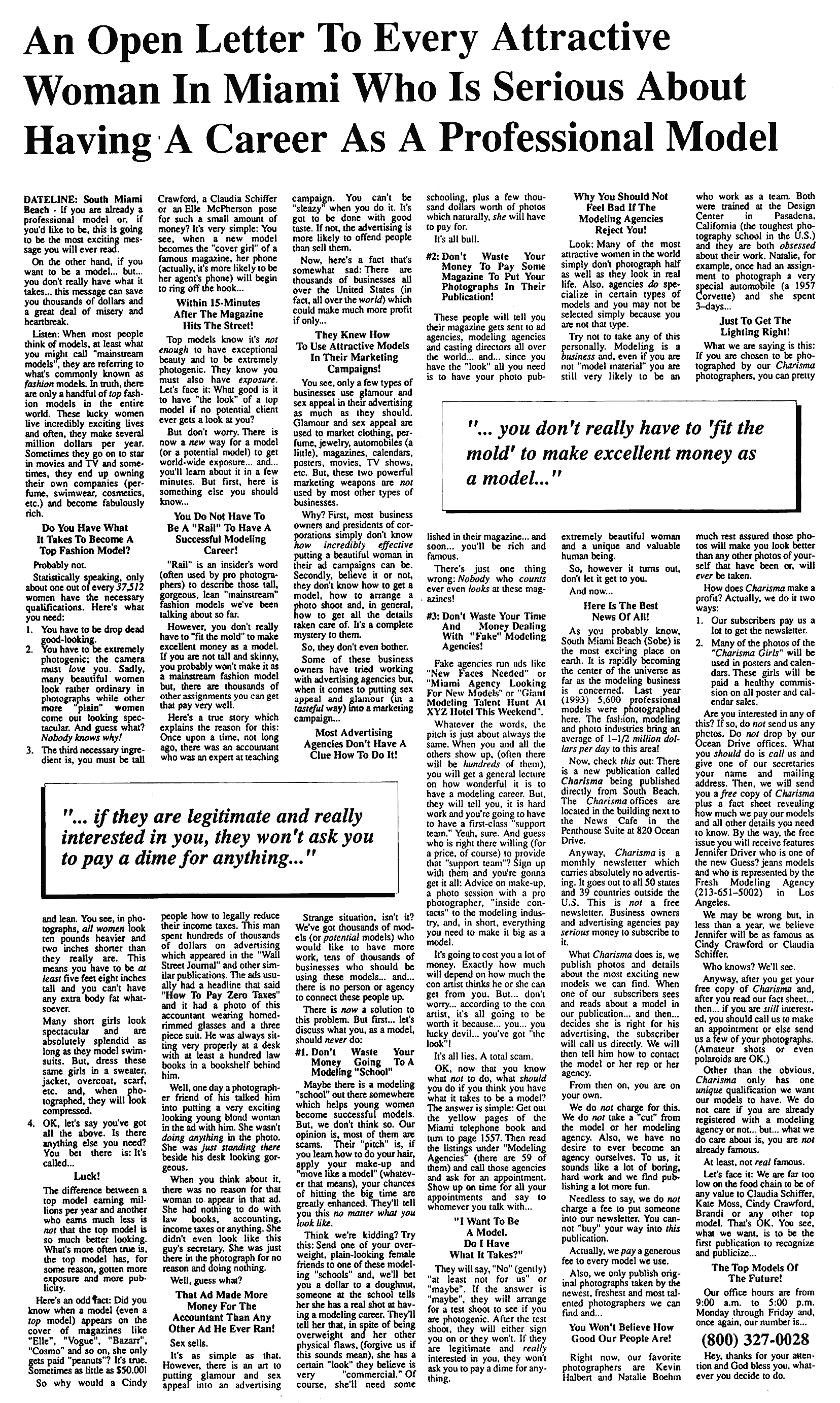 Attractive Women In Miami Ad By Gary Halbert