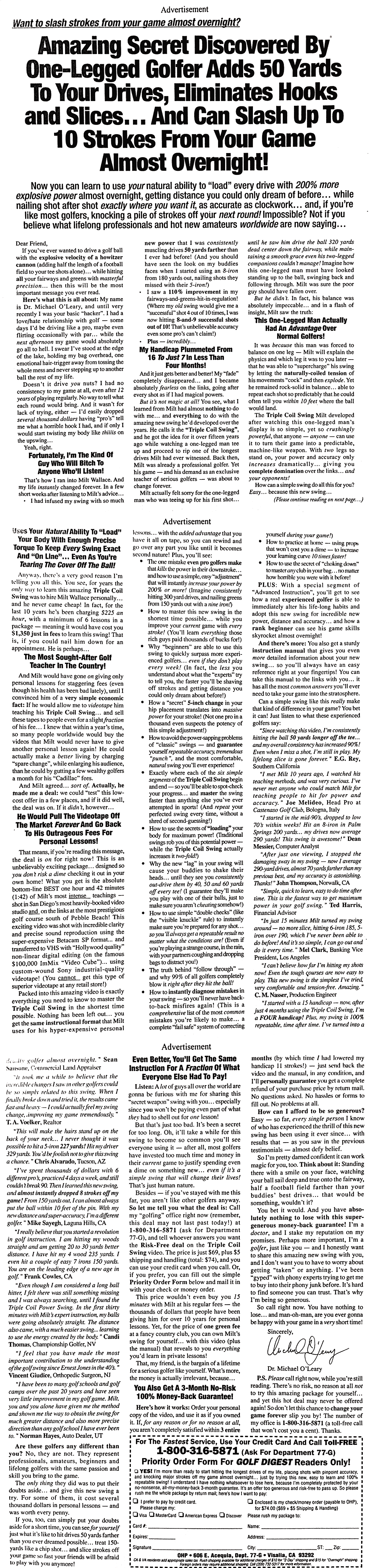 Carlton One Legged Golfer