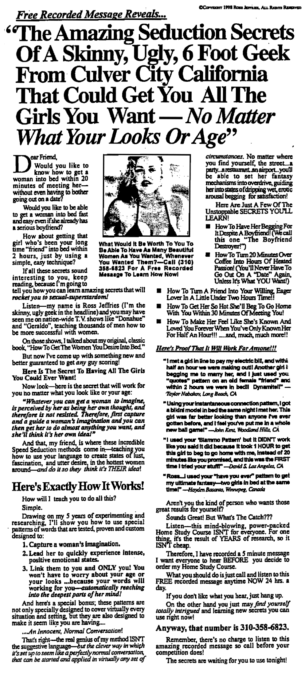 Classic Seduction Ad From Ross Jeffries