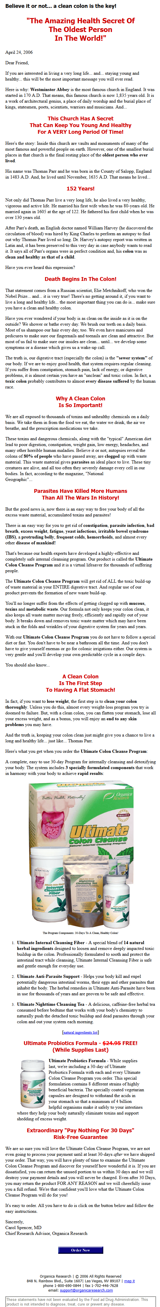 Colon Cleanse Salesletter From Gary Halbert