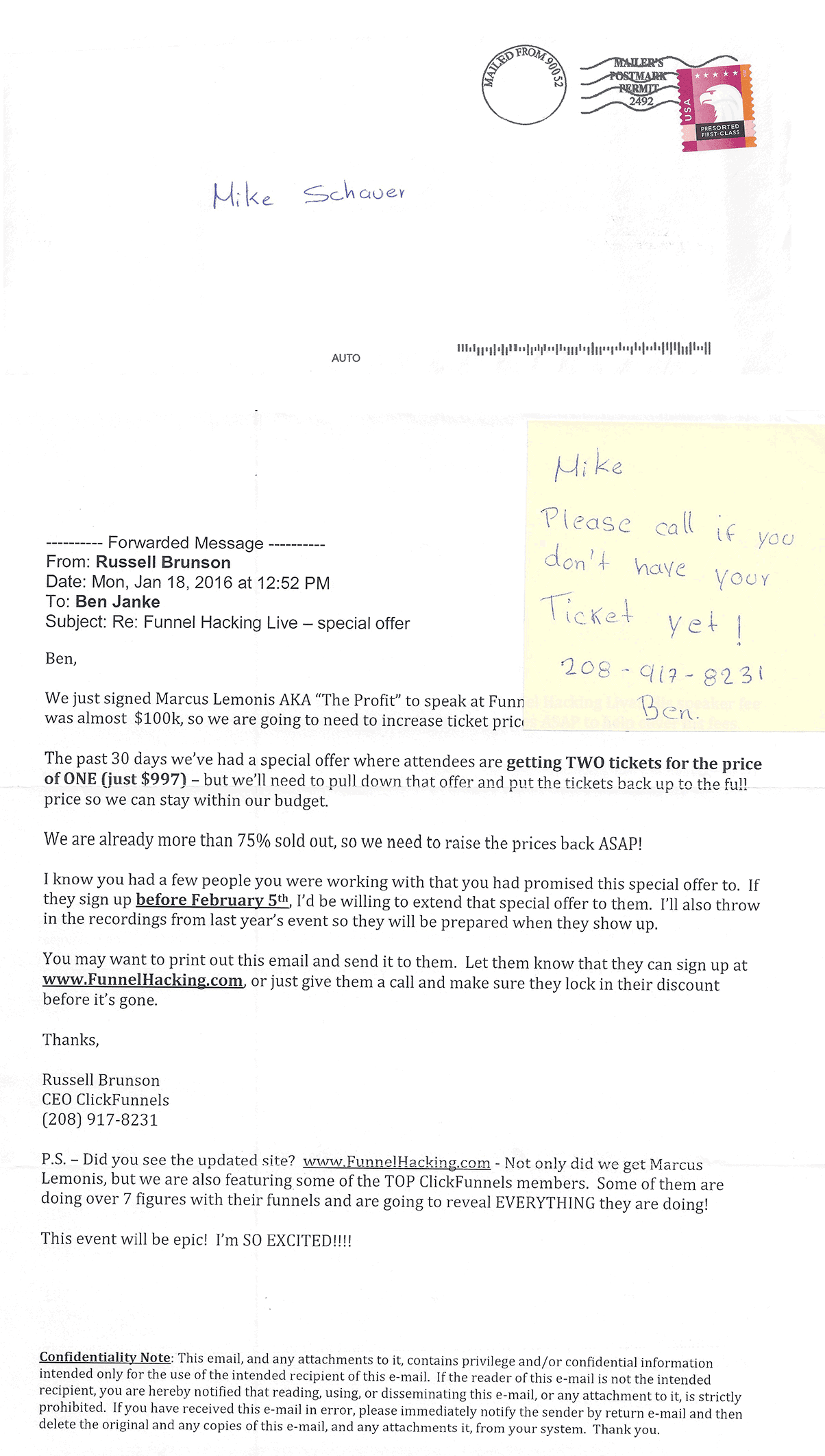 Direct Mail Russell Brunson