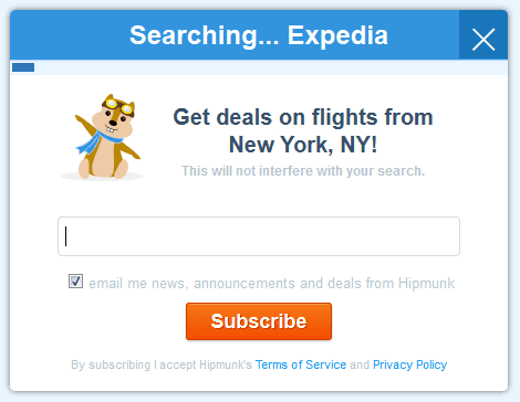 Email Opt In From Hipmunk