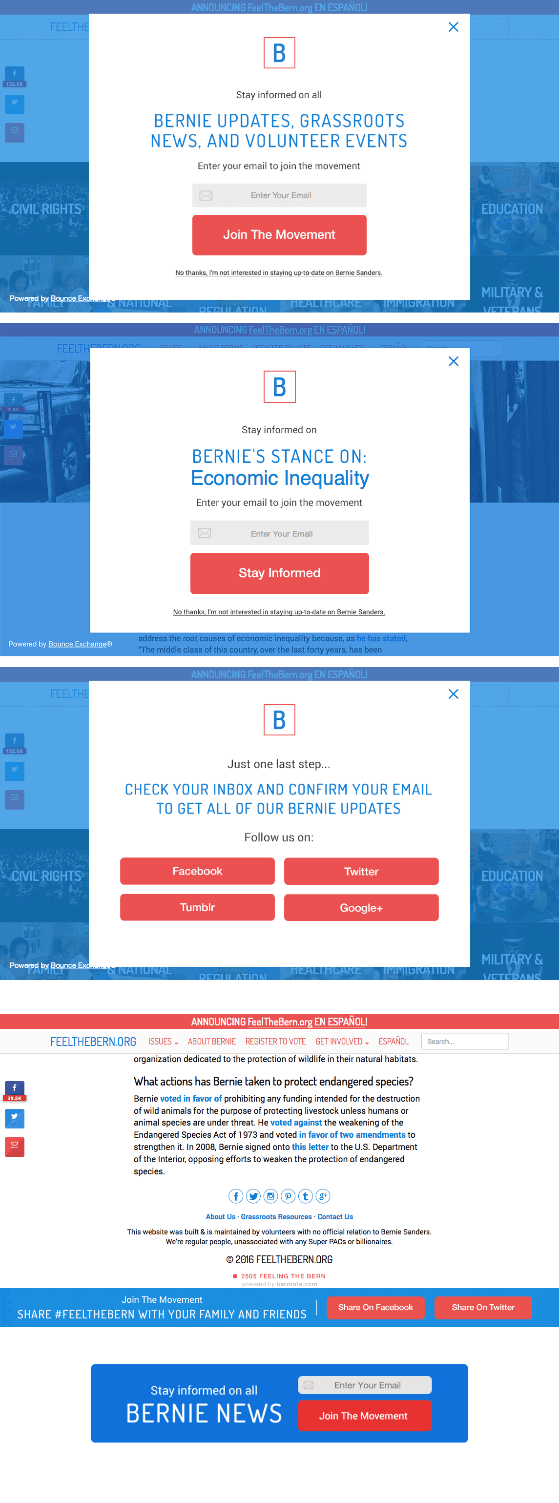 Email Pop Up Bernie Sanders