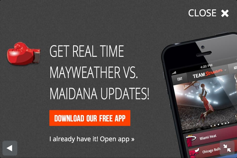 Entry Pop Up From Bleacher Report