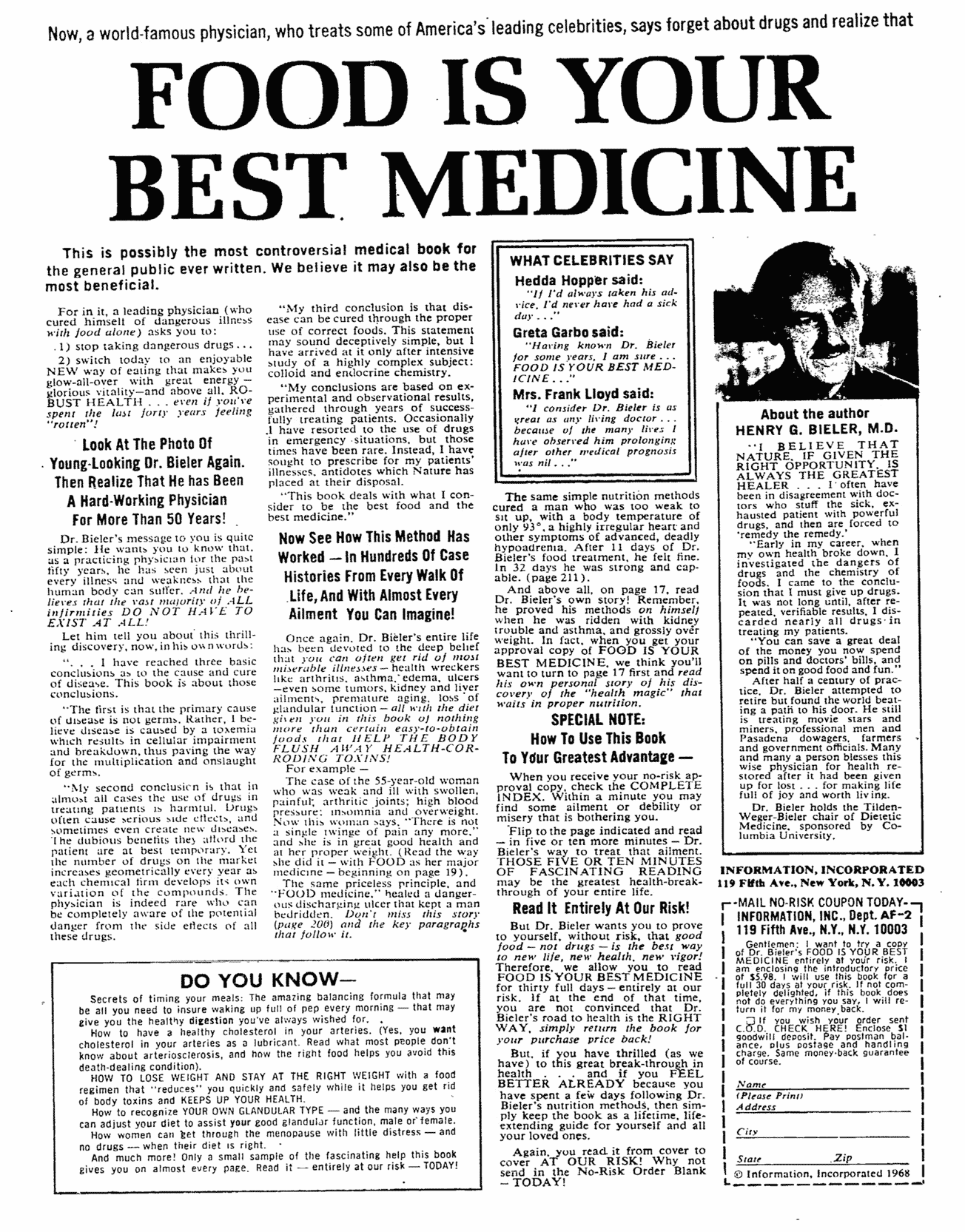 Food Is Your Best Medicine Ad By Eugene Schwartz