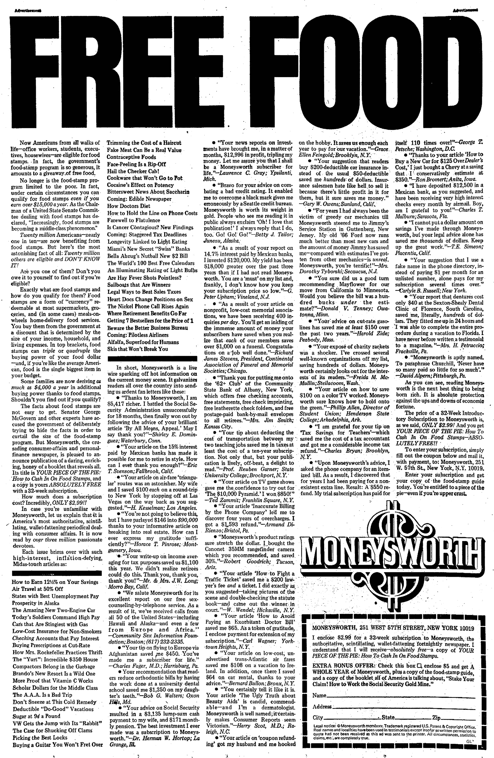 Free Food Ad Ralphginzburg