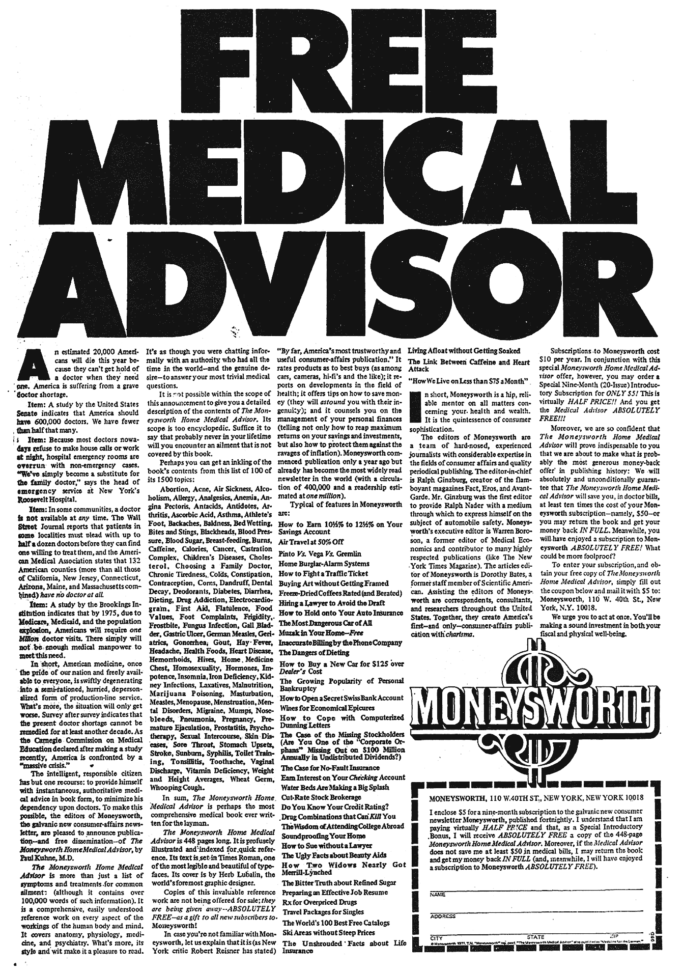 Free Medical Ad Ralphginzburg