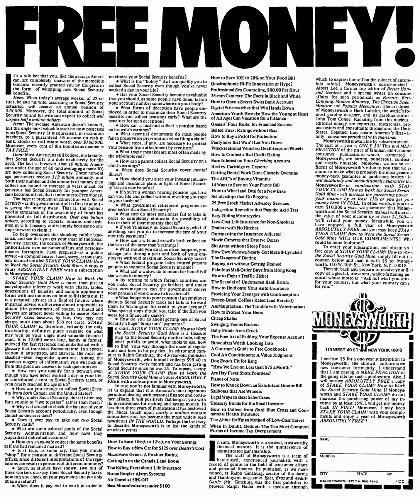 Free Money Ad Ralphginzburg