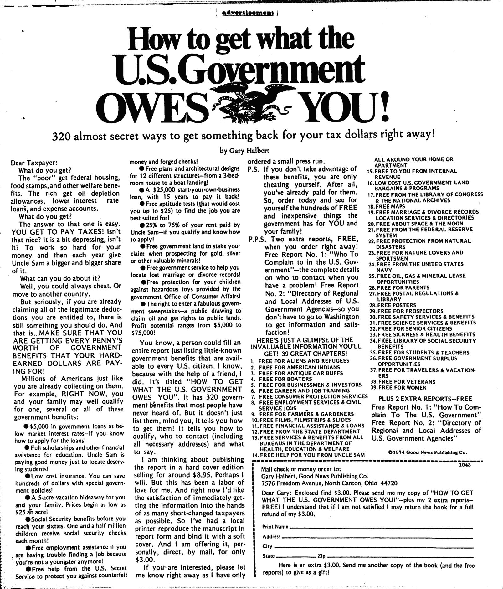 Government Owes You Ad By Gary Halbert