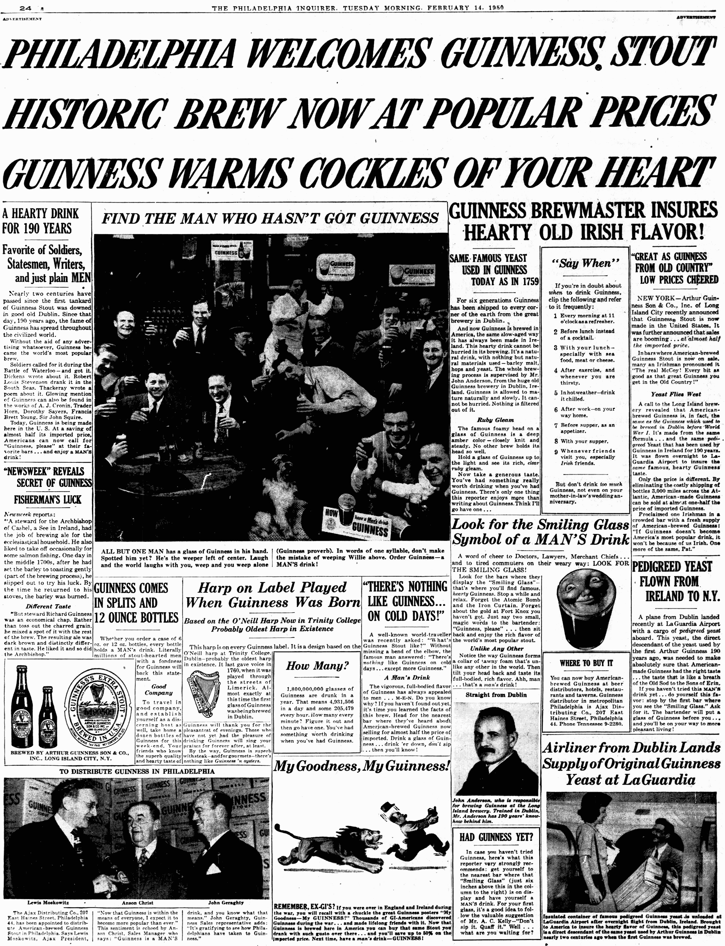 Guinness Front Page Advertorial David Ogilvy
