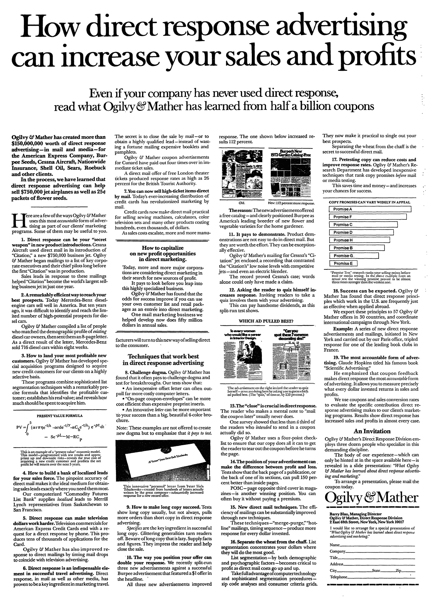 How Direct Response Advertising Ad By David Ogilvy