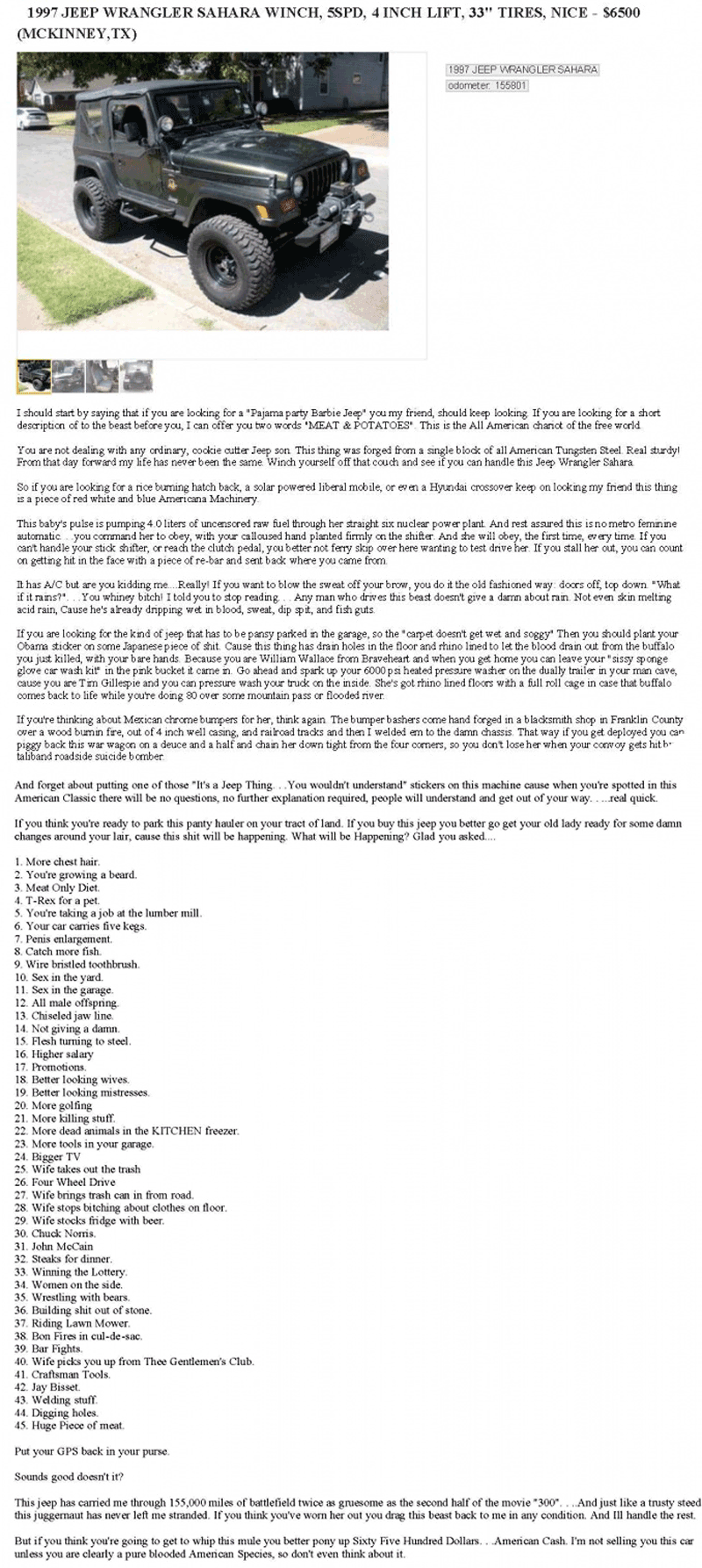 Jeep Ad From Craigslist