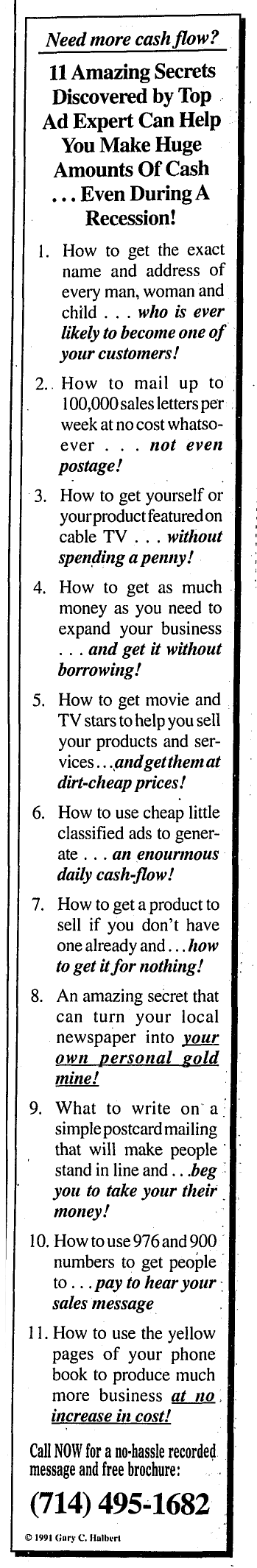 Lead Gen Ad By Gary Halbert