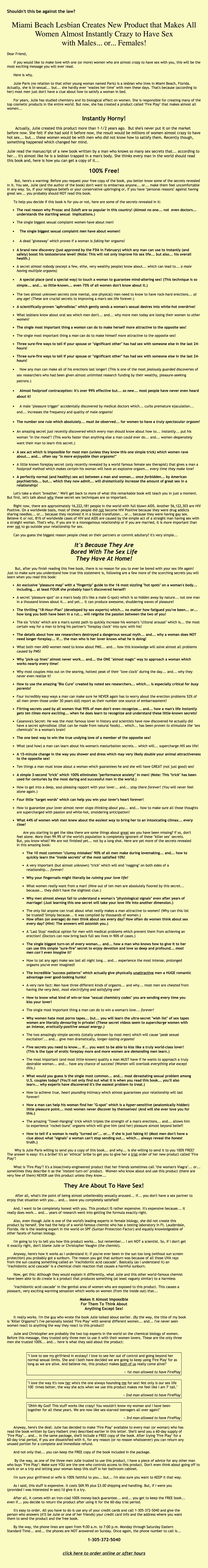 Miami Beach Lesbian Sales Letter Gary Halbert