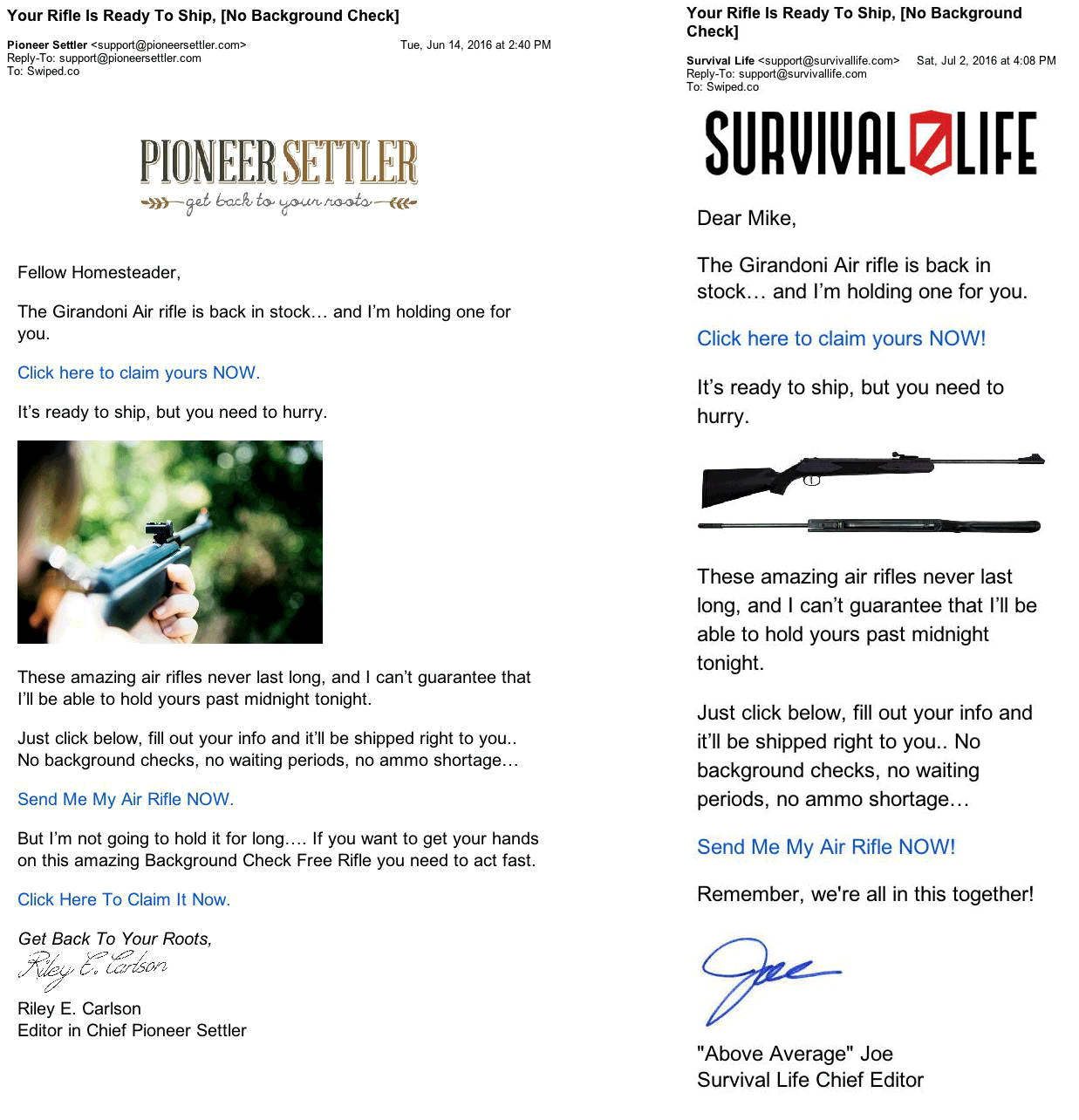 Ready To Ship Emails Deiss