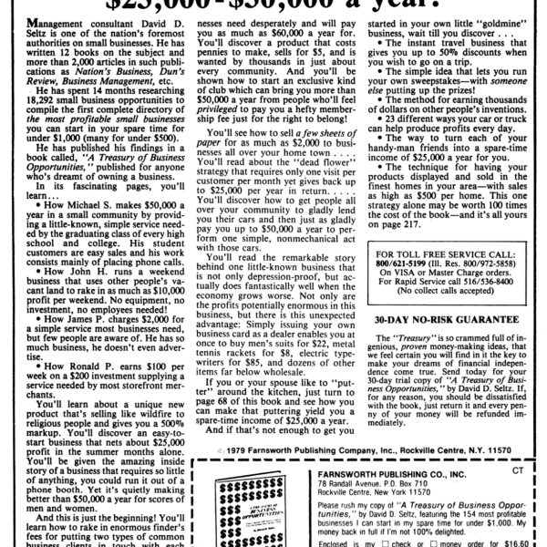 Shoestring Businesses Ad From Gary Bencivenga