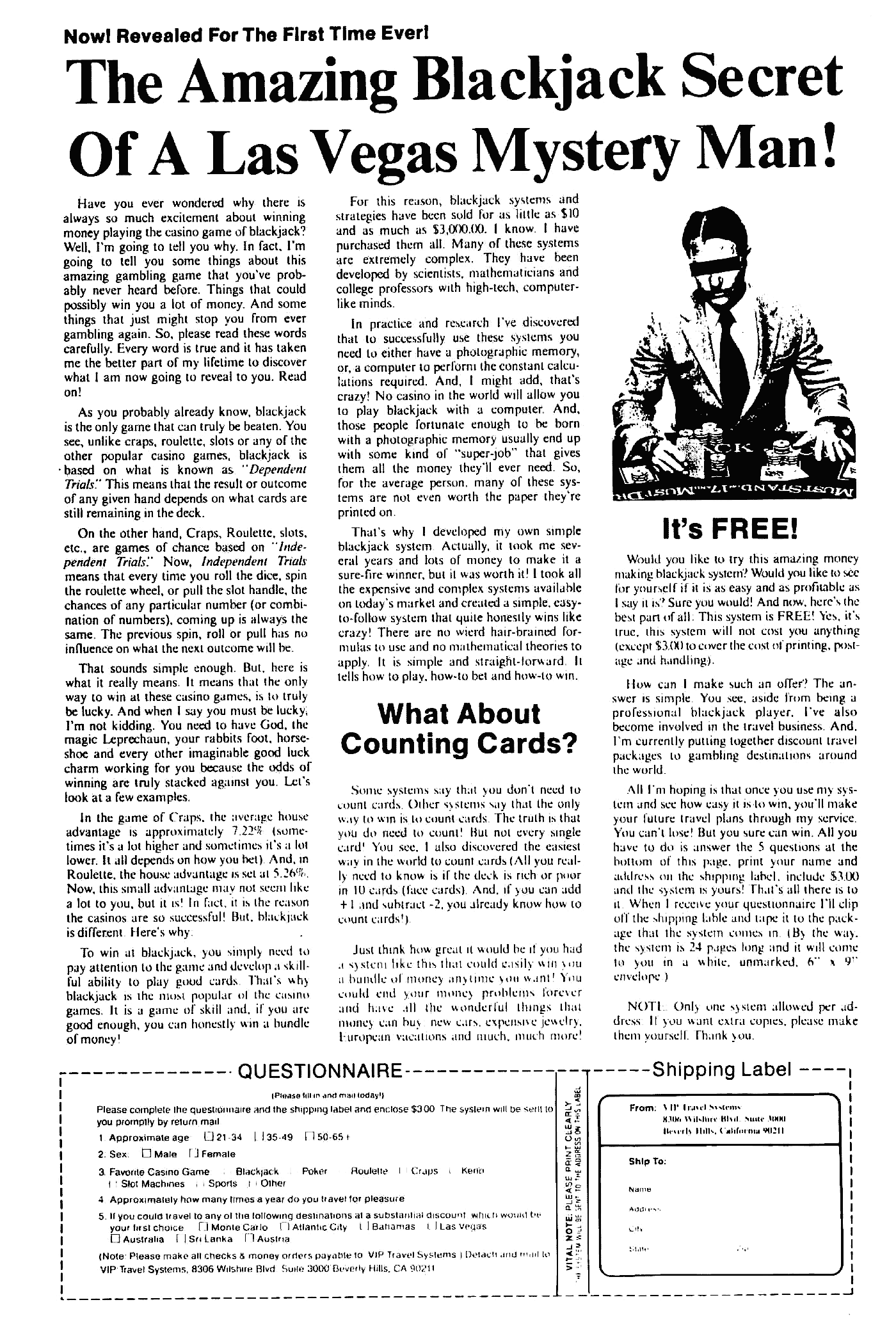 The Amazing Black Jack Secret Ad By Gary Halbert