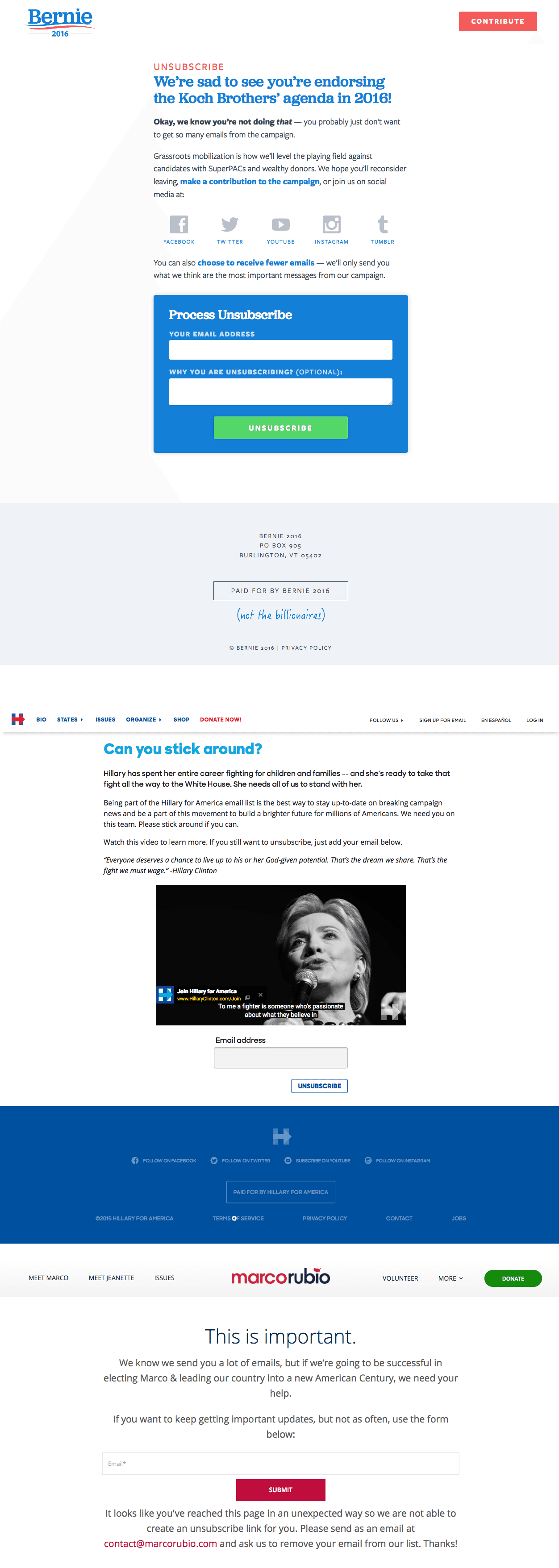 Unsubscribe Pages President