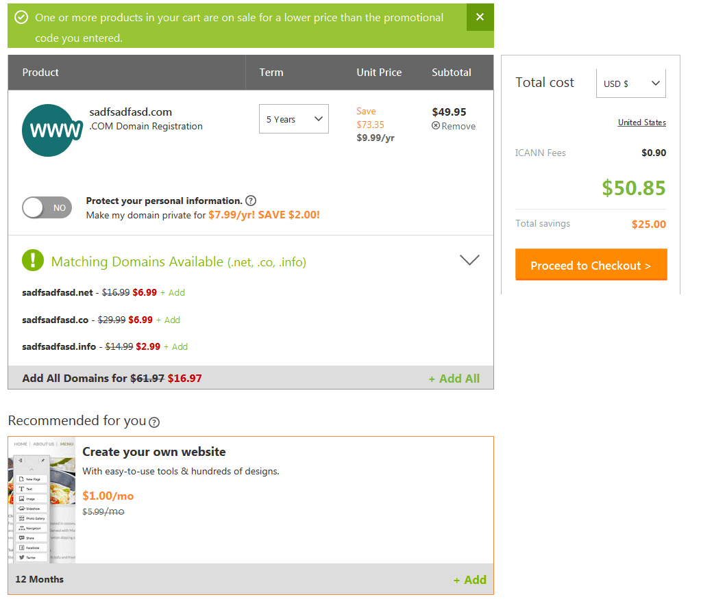 Upselling From Godaddy