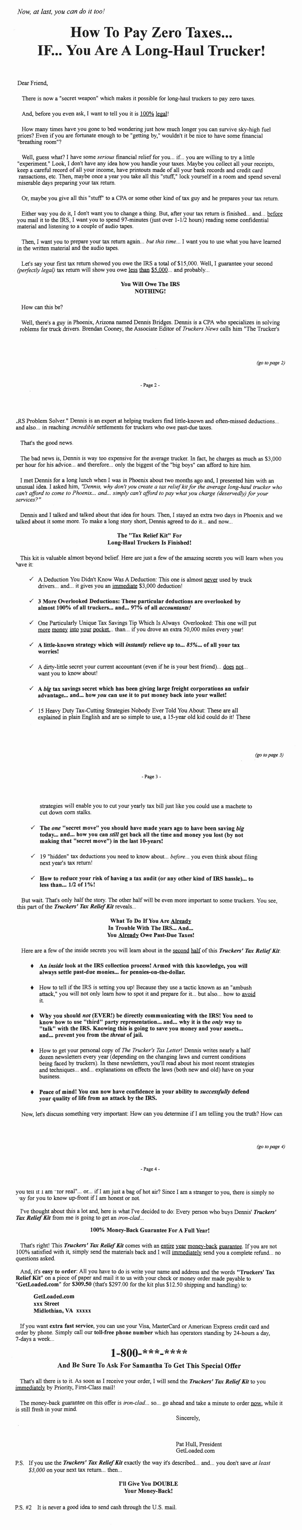 Zero Taxes Letter Gary Halbert